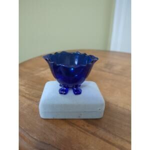 Vintage Blue Cobalt Glass Salt Cellar